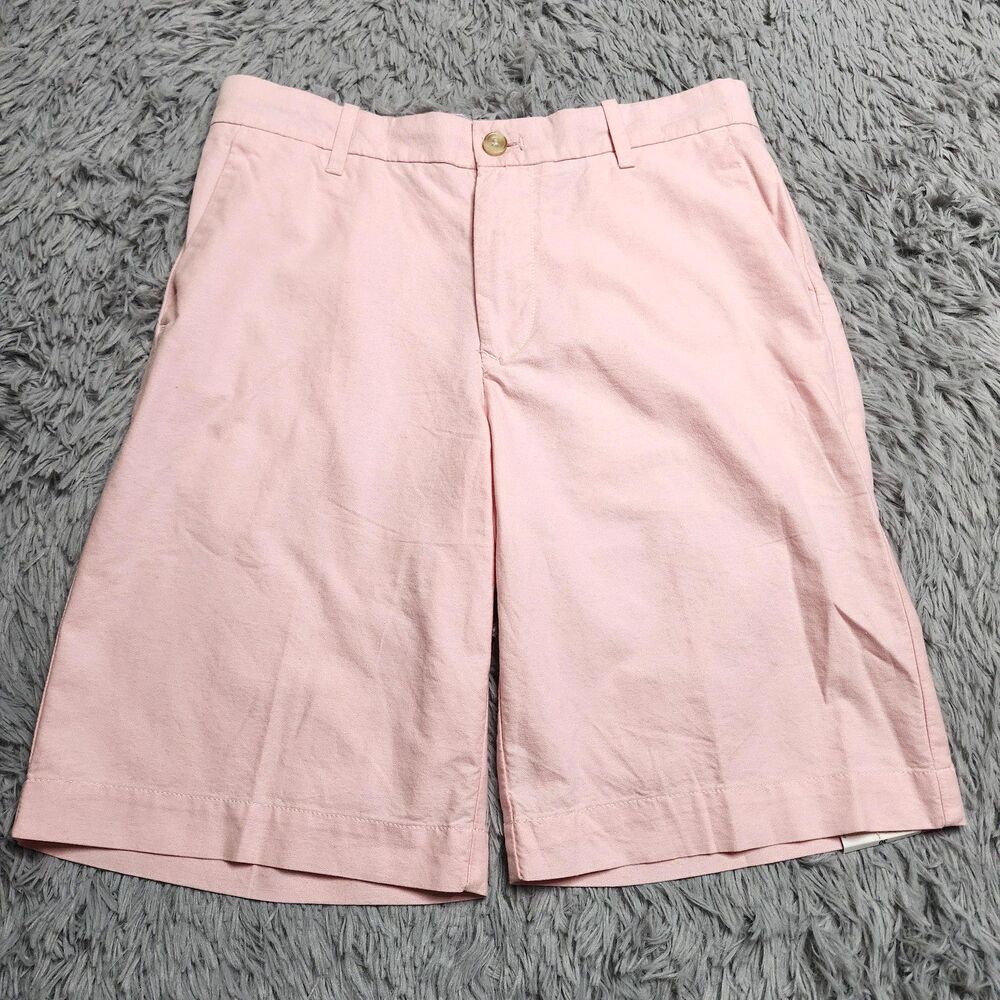IZOD Newport Oxford Shorts Mens 30 Pink Flat Front 10.5 Inseam Summer Casual